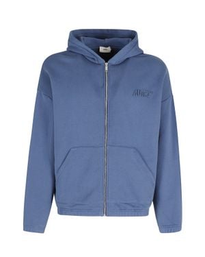 Autry Over Hooded Pouch-Pocket Cotton-Blend Sweatshirt - Blue
