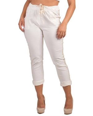 Gigi Moda Caterina Cotton Slim Pants - White