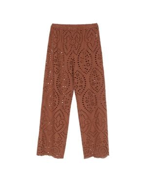 MC2 Saint Barth Wide-Leg Pants With Intricate Eyelet Pattern - White