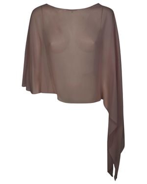 Antonelli Asymmetrical Sheer Voile Scarf - Brown