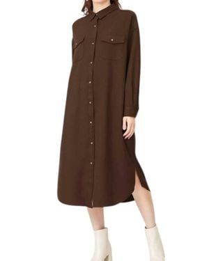 Gold Hawk Paris Shirt Dress - Brown