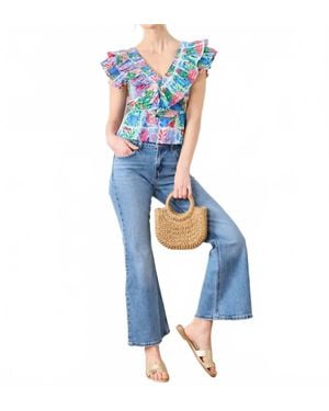 Printfresh Lola V-Neck Blouse - Blue