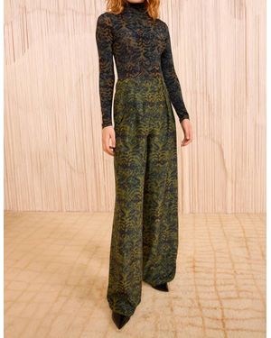Ulla Johnson Charlie Silk High Waist Wide Leg Pant - Green