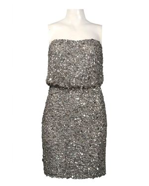 Adrianna Papell Strapless Blouson Sequin Dress - Gray