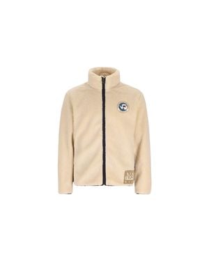 Napapijri Archive Fleece Cream Stand Collar Polyester Fleece Jacket - Natural