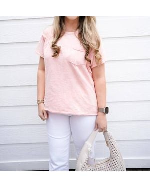 Doe And Rae Raw Edge Pocket Tee - Pink