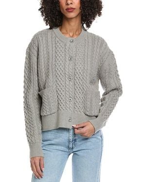 REVERIEE Cable Knit Cardigan - Gray
