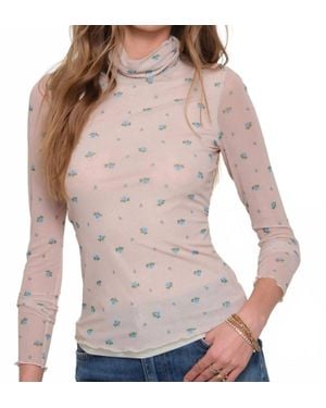 Heartloom Gia Mesh Turtleneck Top - Natural