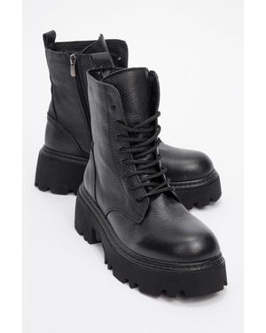 Forever & Always Shoes Tina Leather Ankle Boot - Black