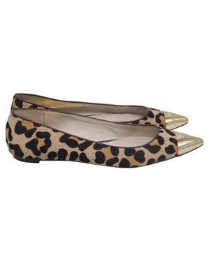 Michael Kors Leopard-Print Pointed-Toe Ballet Flats - Brown