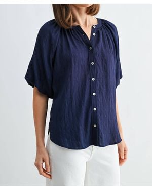 Fun 2 Fun Shiloh Texture Balloon Sleeve Blouse - Blue