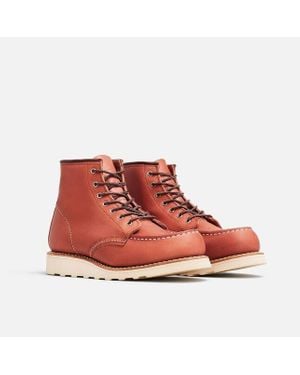 Red Wing Wing Heritage Classic 3425 Auburn Leather Moc Toe 6-Inch Ankle Boots - Red