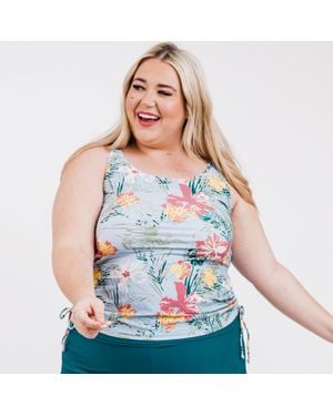 Calypsa Plus Maya Tankini Swim Top With Built-In Bra - Blue