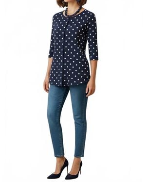 Calypso St. Barth Polka Dot Blouse Top - Blue