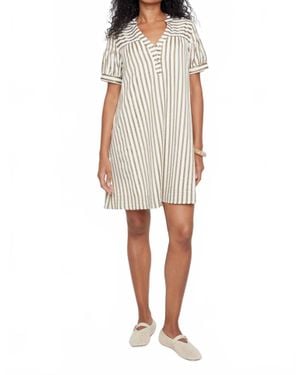 Renuar Coastal Cabana Stripe Mini Dress - Natural