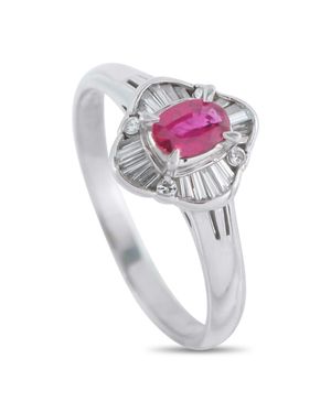 LB Exclusive Platinum 0.20Ct Diamond And Ruby Ring Mf14-110425 - Pink