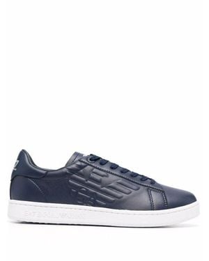 EA7 Tennis Dynamic Low-Top Leather Sneakers - Blue