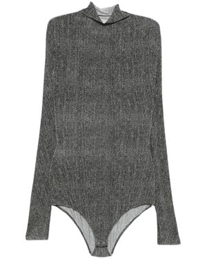 Maison Margiela Sheer Gradient High-Neck Bodysuit With Long Sleeves - Gray