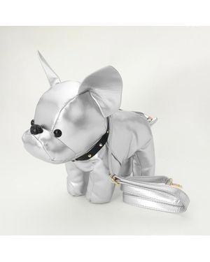 Fashnzfab Faux Leather Cute Puppy Shaped Crossbody Bag - Metallic