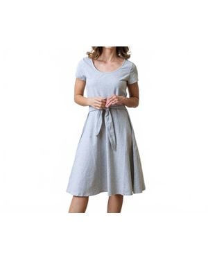 Hope & Henry Organic Tie Waist A Line Midi Dress - Blue