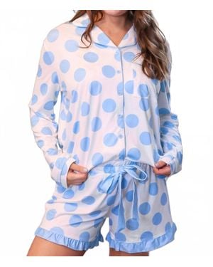 Jess Lea Dotty Darling Polka Dot Ruffle Pajama Set - Blue
