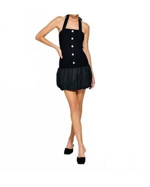 Line & Dot Ramona Mixed Media Balloon Dress - Black