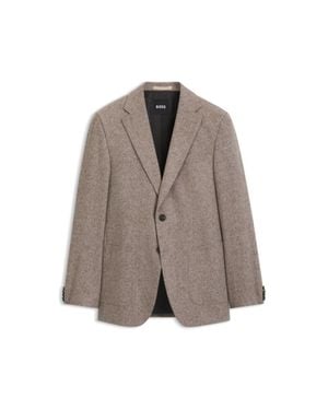 BOSS Herringbone Slim-Fit Blazer - Brown