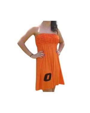 Livy Lu Oklahoma State College Logo Ruffle Dress - Orange