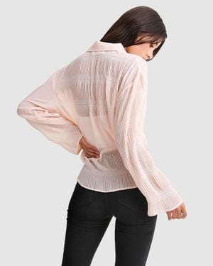 Belle & Bloom Yoko Shirred Chiffon Blouse - Pink