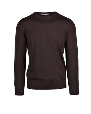 Brooksfield Classic Virgin Wool Crewneck Sweater - Black