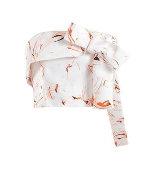 Saiid Kobeisy Mikado Strapless Top With Print - White