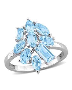Mimi & Max Multi-Shape Gemstone Floral Ring Sterling - Blue