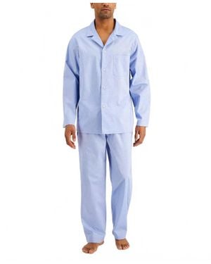 Club Room 2-Piece Solid Oxford Pajama Set - Blue
