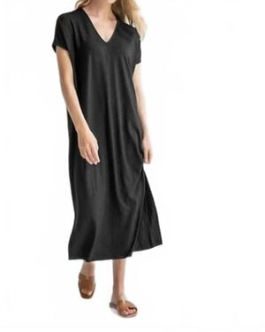 Lilla P Double V Neck Maxi Dress - Black