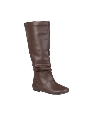 Journee Collection Jayne Boots Faux Leather Knee High Zap1655 - Brown