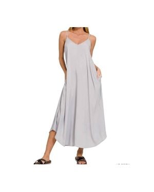 Zenana Arc Hem Cami Midi Dress - Gray