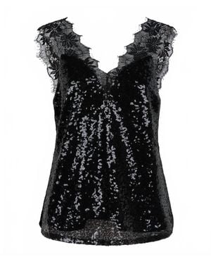 EsQualo Singlet Lace Top - Black
