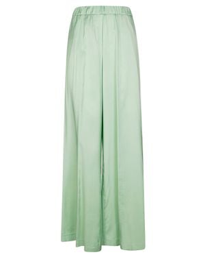 Nude Wide-Leg Pants With Elastic Waistband - Green
