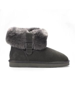 TruClothing Suede Ankle Booties Slip-On Comfort Winter Boots - Gray