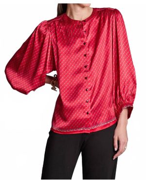 tyler boe Carrie Silk Charmeuse Button Top - Red