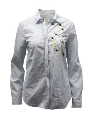 Max Mara Daisy Embroidered Pinstripe Shirt - Gray