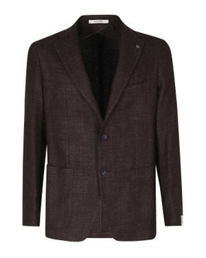 Tagliatore Vinaccia Single-Breasted Embellishment Wool-Blend Blazer - Black