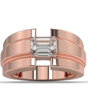 Pompeii3 2 Ct Emerald Cut Moissanite Solitaire 12Mm Ring Or Rose - Pink