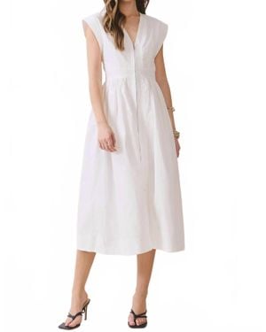TCEC Connie Cap Sleeve Midi Dress - White