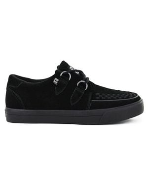 T.U.K. Pointed Creeper Sneaker Suede Platform Shoes - Black