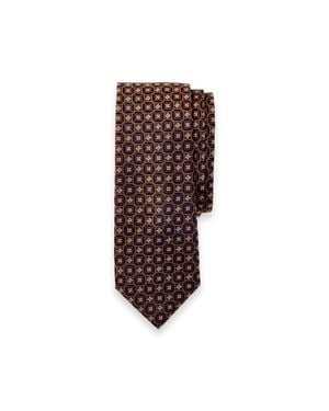 Paul Fredrick Geometric Woven Silk Tie - Red