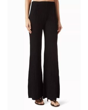 Alexis Boda Rib-Knit Wide-Leg Pants - Black