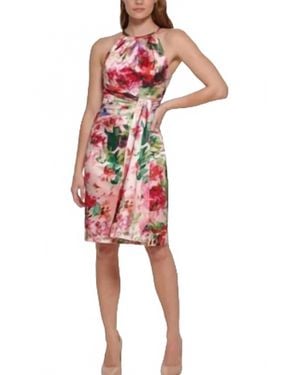 Eliza J Floral Halter Dress - Red