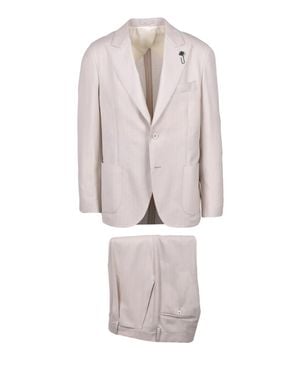 Lardini Rounded-Cut Suit With Tailored Pants - White