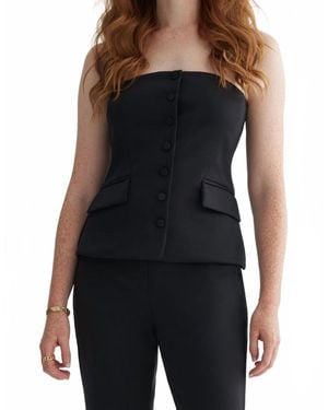 Iris Setlakwe Front Buttons Bustier Top - Black